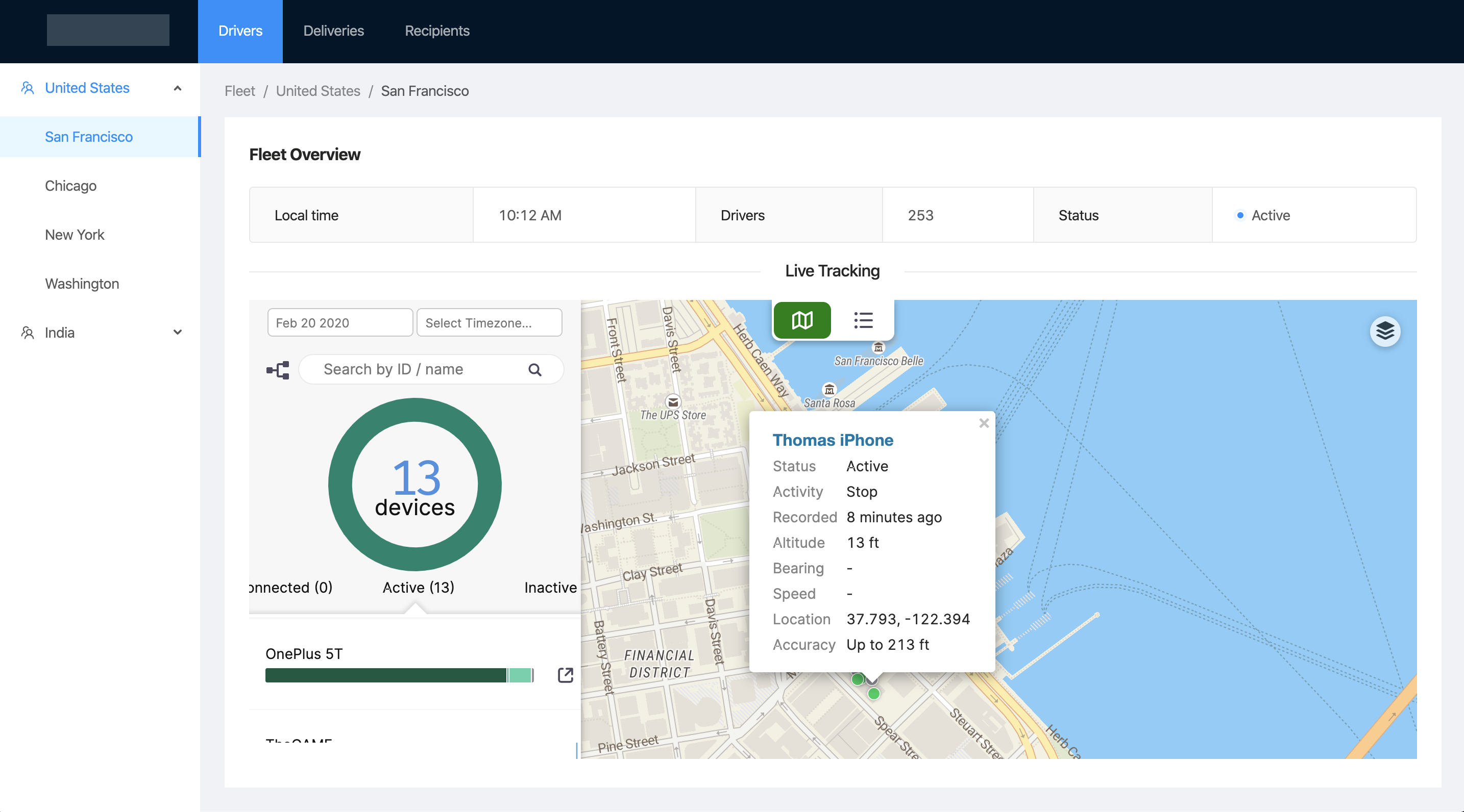 HyperTrack Partner Dashboard Sample